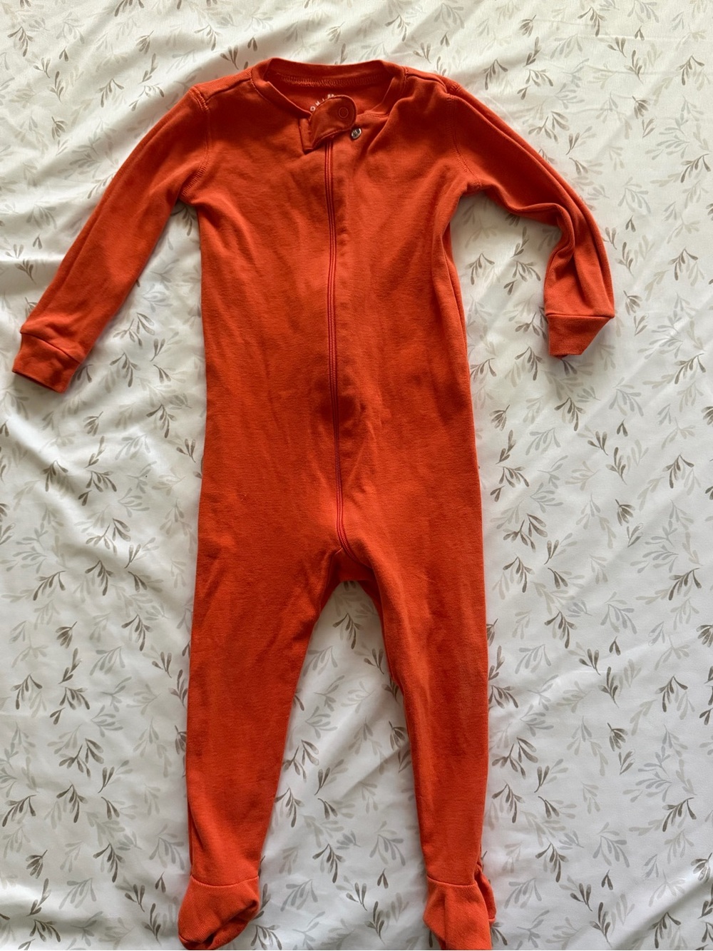 Primary Baby Toddler Orange Footed One-Piece Zipper Pajamas Organic Cotton